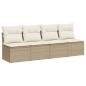 vidaXL Gartensofa mit Kissen 4-Sitzer Beige Poly Rattan vidaXL Gartensofa mit Kissen 4-Sitzer Beige Poly Rattan