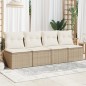 vidaXL Gartensofa mit Kissen 4-Sitzer Beige Poly Rattan vidaXL Gartensofa mit Kissen 4-Sitzer Beige Poly Rattan