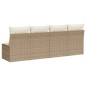 vidaXL Gartensofa mit Kissen 4-Sitzer Beige Poly Rattan vidaXL Gartensofa mit Kissen 4-Sitzer Beige Poly Rattan