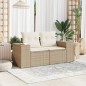 vidaXL Gartensofa mit Kissen 2-Sitzer Beige Poly Rattan vidaXL Gartensofa mit Kissen 2-Sitzer Beige Poly Rattan