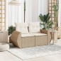 vidaXL Gartensofa mit Kissen 2-Sitzer Beige Poly Rattan vidaXL Gartensofa mit Kissen 2-Sitzer Beige Poly Rattan
