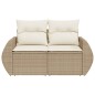 vidaXL Gartensofa mit Kissen 2-Sitzer Beige Poly Rattan vidaXL Gartensofa mit Kissen 2-Sitzer Beige Poly Rattan