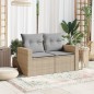 vidaXL Gartensofa mit Kissen 2-Sitzer Beige Poly Rattan vidaXL Gartensofa mit Kissen 2-Sitzer Beige Poly Rattan