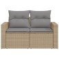 vidaXL Gartensofa mit Kissen 2-Sitzer Beige Poly Rattan vidaXL Gartensofa mit Kissen 2-Sitzer Beige Poly Rattan