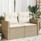 vidaXL Gartensofa mit Kissen 2-Sitzer Beige Poly Rattan vidaXL Gartensofa mit Kissen 2-Sitzer Beige Poly Rattan