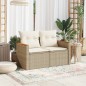 vidaXL Gartensofa mit Kissen 2-Sitzer Beige Poly Rattan vidaXL Gartensofa mit Kissen 2-Sitzer Beige Poly Rattan