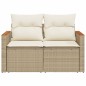 vidaXL Gartensofa mit Kissen 2-Sitzer Beige Poly Rattan vidaXL Gartensofa mit Kissen 2-Sitzer Beige Poly Rattan