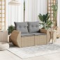 vidaXL Gartensofa mit Kissen 2-Sitzer Beige Poly Rattan vidaXL Gartensofa mit Kissen 2-Sitzer Beige Poly Rattan