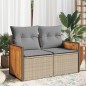 vidaXL Gartensofa mit Kissen 2-Sitzer Beige Poly Rattan vidaXL Gartensofa mit Kissen 2-Sitzer Beige Poly Rattan