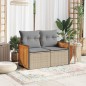 vidaXL Gartensofa mit Kissen 2-Sitzer Beige Poly Rattan vidaXL Gartensofa mit Kissen 2-Sitzer Beige Poly Rattan