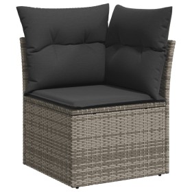 vidaXL Garten-Ecksofa mit Kissen Grau Poly Rattan