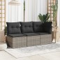 vidaXL Garten-Ecksofa mit Kissen Grau Poly Rattan vidaXL Garten-Ecksofa mit Kissen Grau Poly Rattan
