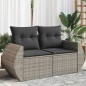 vidaXL Gartensofa 2-Sitzer mit Kissen Grau Poly Rattan vidaXL Gartensofa 2-Sitzer mit Kissen Grau Poly Rattan