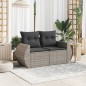 vidaXL Gartensofa 2-Sitzer mit Kissen Grau Poly Rattan vidaXL Gartensofa 2-Sitzer mit Kissen Grau Poly Rattan