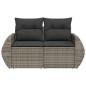 vidaXL Gartensofa 2-Sitzer mit Kissen Grau Poly Rattan vidaXL Gartensofa 2-Sitzer mit Kissen Grau Poly Rattan