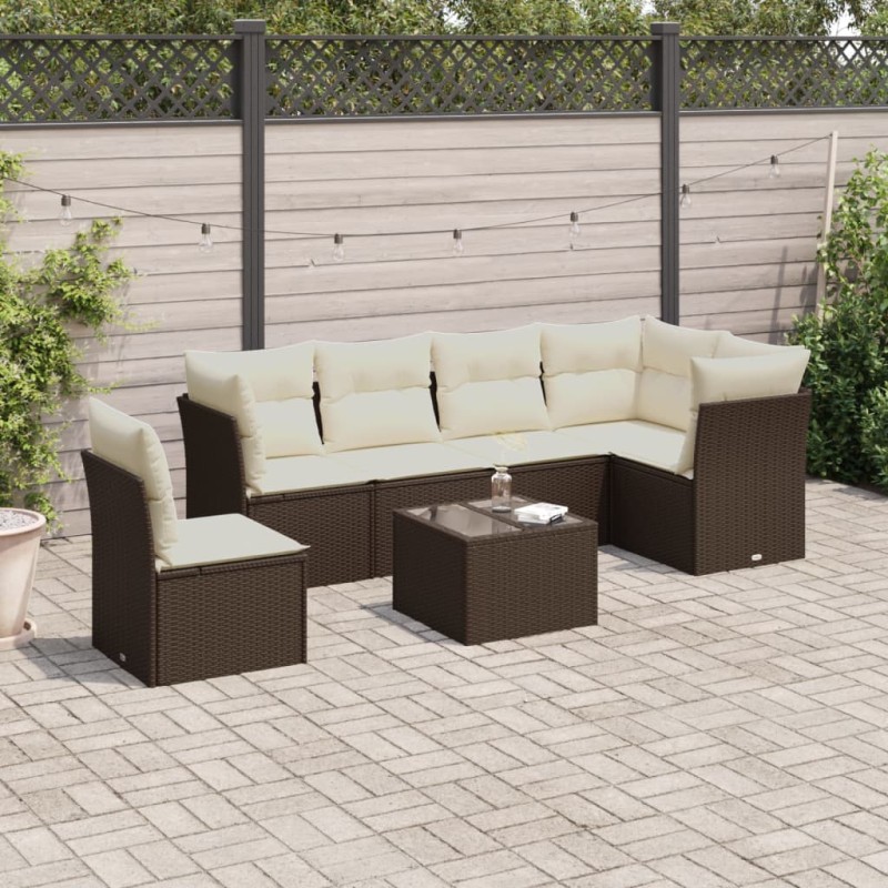 vidaXL 7-tlg. Garten-Sofagarnitur mit Kissen Schwarz Poly Rattan vidaXL 7-tlg. Garten-Sofagarnitur mit Kissen Schwarz Poly Rattan