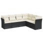 vidaXL 6-tlg. Garten-Sofagarnitur mit Kissen Schwarz Poly Rattan vidaXL 6-tlg. Garten-Sofagarnitur mit Kissen Schwarz Poly Rattan