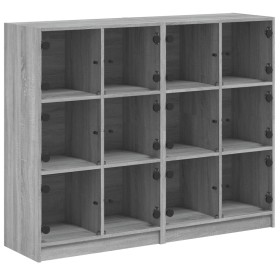 vidaXL Bücherregal mit Türen Grau Sonoma 136x37x109 cm Holzwerkstoff