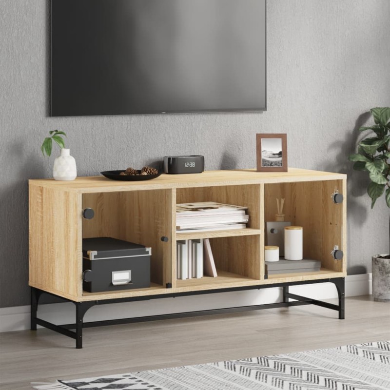 vidaXL TV-Schrank mit Glastüren Sonoma-Eiche 102x37x50 cm vidaXL TV-Schrank mit Glastüren Sonoma-Eiche 102x37x50 cm