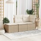 vidaXL Gartenhocker mit Kissen Beige 55x55x37 cm Poly Rattan vidaXL Gartenhocker mit Kissen Beige 55x55x37 cm Poly Rattan