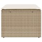 vidaXL Gartenhocker mit Kissen Beige 55x55x37 cm Poly Rattan vidaXL Gartenhocker mit Kissen Beige 55x55x37 cm Poly Rattan