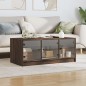 vidaXL Couchtisch mit Glastüren Braun Eichen-Optik 102x50x42 cm vidaXL Couchtisch mit Glastüren Braun Eichen-Optik 102x50x42 cm