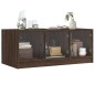 vidaXL Couchtisch mit Glastüren Braun Eichen-Optik 102x50x42 cm vidaXL Couchtisch mit Glastüren Braun Eichen-Optik 102x50x42 cm