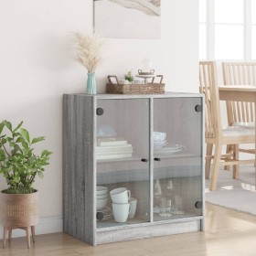 vidaXL Beistellschrank mit Glastüren Grau Sonoma 68x37x75,5 cm
