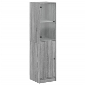 vidaXL Highboard mit Glastür Grau Sonoma 35x37x142 cm
