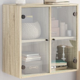 vidaXL Wandschrank mit Glastüren Sonoma-Eiche 68x37x68,5 cm