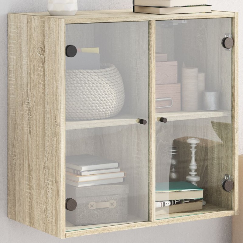 vidaXL Wandschrank mit Glastüren Sonoma-Eiche 68x37x68,5 cm vidaXL Wandschrank mit Glastüren Sonoma-Eiche 68x37x68,5 cm