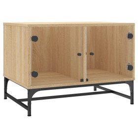 vidaXL Couchtisch mit Glastüren Sonoma-Eiche 68,5x50x50 cm