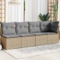 vidaXL Gartensofa mit Kissen 4-Sitzer Beige Poly Rattan vidaXL Gartensofa mit Kissen 4-Sitzer Beige Poly Rattan