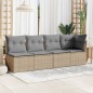 vidaXL Gartensofa mit Kissen 4-Sitzer Beige Poly Rattan vidaXL Gartensofa mit Kissen 4-Sitzer Beige Poly Rattan