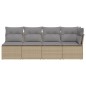 vidaXL Gartensofa mit Kissen 4-Sitzer Beige Poly Rattan vidaXL Gartensofa mit Kissen 4-Sitzer Beige Poly Rattan