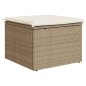 vidaXL Gartenhocker mit Kissen Beige 55x55x37 cm Poly Rattan vidaXL Gartenhocker mit Kissen Beige 55x55x37 cm Poly Rattan