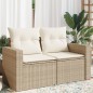 vidaXL Gartensofa mit Kissen 2-Sitzer Beige Poly Rattan vidaXL Gartensofa mit Kissen 2-Sitzer Beige Poly Rattan