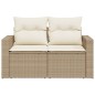 vidaXL Gartensofa mit Kissen 2-Sitzer Beige Poly Rattan vidaXL Gartensofa mit Kissen 2-Sitzer Beige Poly Rattan