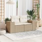 vidaXL Gartensofa mit Kissen 2-Sitzer Beige Poly Rattan vidaXL Gartensofa mit Kissen 2-Sitzer Beige Poly Rattan