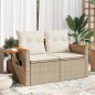 vidaXL Gartensofa mit Kissen 2-Sitzer Beige Poly Rattan vidaXL Gartensofa mit Kissen 2-Sitzer Beige Poly Rattan