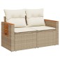 vidaXL Gartensofa mit Kissen 2-Sitzer Beige Poly Rattan vidaXL Gartensofa mit Kissen 2-Sitzer Beige Poly Rattan