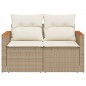 vidaXL Gartensofa mit Kissen 2-Sitzer Beige Poly Rattan vidaXL Gartensofa mit Kissen 2-Sitzer Beige Poly Rattan