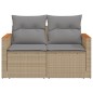 vidaXL Gartensofa mit Kissen 2-Sitzer Beige Poly Rattan vidaXL Gartensofa mit Kissen 2-Sitzer Beige Poly Rattan