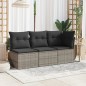 vidaXL Gartensofa ohne Armlehnen mit Kissen Grau Poly Rattan vidaXL Gartensofa ohne Armlehnen mit Kissen Grau Poly Rattan