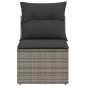 vidaXL Gartensofa ohne Armlehnen mit Kissen Grau Poly Rattan vidaXL Gartensofa ohne Armlehnen mit Kissen Grau Poly Rattan