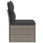 vidaXL Gartensofa ohne Armlehnen mit Kissen Grau Poly Rattan vidaXL Gartensofa ohne Armlehnen mit Kissen Grau Poly Rattan