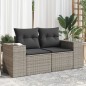vidaXL Gartensofa 2-Sitzer mit Kissen Grau Poly Rattan vidaXL Gartensofa 2-Sitzer mit Kissen Grau Poly Rattan
