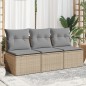 vidaXL Gartensofa mit Kissen 3-Sitzer Beige Poly Rattan vidaXL Gartensofa mit Kissen 3-Sitzer Beige Poly Rattan