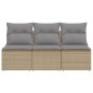 vidaXL Gartensofa mit Kissen 3-Sitzer Beige Poly Rattan vidaXL Gartensofa mit Kissen 3-Sitzer Beige Poly Rattan