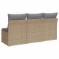 vidaXL Gartensofa mit Kissen 3-Sitzer Beige Poly Rattan vidaXL Gartensofa mit Kissen 3-Sitzer Beige Poly Rattan